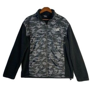New Balance Black Fleece Full Zip Jacket Men's Size L Camo Print